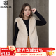 BESNOS意大利品牌新款進(jìn)口小霸王整皮狐貍毛皮草馬甲女短款毛毛背心外套 奶茶色（5工作日） S
