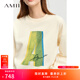 AMII女裝2025冬季新款極簡(jiǎn)休閑保暖不倒絨撞色印花字母繡花落 [