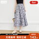 對白【100棉】超好看碎花半身裙女2025夏季新款松緊腰a字中長(cháng)傘裙 藍紫油畫(huà)花灰 M