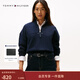 Tommy Hilfiger秋冬女裝美式潮流運動(dòng)休閑風(fēng)字母印花半拉鏈立領(lǐng)套頭衛衣 藏青色DW5 XS