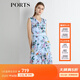 PORTS寶姿新品女裝V領(lǐng)不規則印花連衣裙LN8D268HPS065 天藍色印花 XS (2)