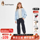 暇步士（Hush Puppies）童裝兒童女大童春季舒適柔軟時(shí)尚休閑薄款運動(dòng)針織長(cháng)褲 藏藍 140