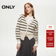 ONLY2025夏季新款文藝甜美V領(lǐng)短款落肩開(kāi)衫針織衫女|12533B018 H22迪恩白底細條紋 L