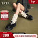 他她（TATA）邢菲同款偵探家英倫厚底樂(lè )福鞋女鞋小皮鞋加絨單鞋秋 7OL29CA4黑色（一腳蹬款） 37