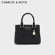 CHARLES&KEITH26春季新品氣質(zhì)通勤手提托特包斜挎包新年生日禮物CK2-30782784 Black黑色 S