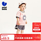 迷你巴拉短袖套裝男女童寶寶純棉印花運動(dòng)兩件套寬松秋夏童裝 鐵灰色 100