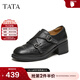 他她（TATA）布洛克樂(lè )福女鞋2026春季小皮鞋休閑百搭豆豆鞋子U2J01AM6 黑色 37