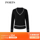 PORTS寶姿女裝2025秋季新款線(xiàn)條裝飾黑色V領(lǐng)毛衣LM8K432MZF004 黑色 L （8）