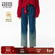 Teenie Weenie小熊女裝簡(jiǎn)約漸變色牛仔褲女冬季保暖加絨舒適直筒褲 中藍色 S (160)