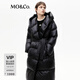 MO&Co.【白鵝絨】輕暖寬松羽絨服中長(cháng)款連帽附腰帶摩安珂 黑色 建議和客服確認尺碼哦 M /165 建議和客服確認尺碼哦