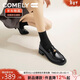 康莉（COMELY）章若楠同款樂(lè )福鞋女新款秋季厚底一腳蹬增高商務(wù)小皮鞋 黑色 36