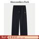 Abercrombie & Fitch【經(jīng)典直筒】小麋鹿圖案保暖抓絨衛褲25秋冬新款女裝147-5165 黑色 M (165/76A) 偏大偏長(cháng)，建議小一碼