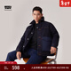 Levi's李維斯情侶同款美式復古防寒保暖戶(hù)外立領(lǐng)羽絨服牛仔外套 藍色 XL