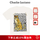 Charlie Luciano豹子涂鴉后背膠帶印花夏季新款T恤潮牌國潮短袖男女情侶同款上衣 白色 S 165
