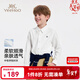 英氏（YEEHOO）兒童襯衫男童白襯衫春季休閑100%純棉長(cháng)袖襯衣春裝中大童裝新款 領(lǐng)秀學(xué)院襯衫-白色 【100%棉】 150