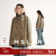 MSLAN中古夾克 仿麂皮絨復古雙排扣短皮衣外套25冬季大廓形落肩風(fēng)衣 枯綠色 S