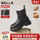 百麗（Belle）百搭切爾西靴女冬季新款商場(chǎng)同款厚底增高休閑短靴E7R1DDD5 黑色-絨里 37 (235mm)