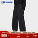 FILA FUSION斐樂(lè )潮牌梭織長(cháng)褲女冬季新款時(shí)尚休閑寬松直筒褲 正黑色-BK S 160/62A/S