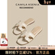 CAMILA KSENIA皮拖鞋女2025新款夏季休閑百搭一字拖時(shí)尚平底顯白涼拖鞋沙灘鞋子 杏仁奶油白 38