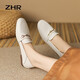 ZHR樂(lè )福鞋女通勤風(fēng)中口單鞋女休閑一腳蹬鞋子女 AH311 米色 37 