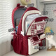沫子（mozi）可愛(ài)少女學(xué)院風(fēng)背包休閑百搭大容量雙肩包初中女生高中學(xué)生書(shū)包女 紅色 帶星星掛件