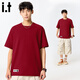 fingercroxx it男士短袖春夏季馬年新年t恤騏驥紅重磅純棉半截袖 酒紅 2XL
