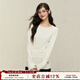 ELEVEN SLEEP女款內搭打底衫秋冬韓系刺繡圓領(lǐng)百搭保暖長(cháng)袖t恤女 白色 M