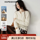 紅袖（hopeshow）綿羊毛針織開(kāi)衫2025冬季新款女裝【舒芙絨】圓領(lǐng)顯瘦百搭毛衣外套 米白004 S