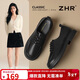 ZHR英倫單鞋女平底百搭樂(lè )福鞋女英倫風(fēng)學(xué)院jk復古女鞋 BK186黑色37