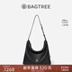BAGTREE【明星同款】包包樹(shù)圖南頭層植鞣牛皮hobo女包單肩腋下通勤斜挎包 黑色-中號 高級小眾