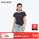 moussy【新復古回潮】 美式復古辣妹暈染玫瑰短袖T恤028ISZ90-3061 020黑色 均碼