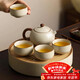 尚言坊汝窯功夫茶具整套帶茶盤(pán)高檔家用辦公陶瓷茶壺茶杯泡茶器具全套裝