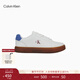 Calvin KleinJeans男士潮流復古ck牛皮革拼接印花百搭休閑鞋運動(dòng)鞋板鞋禮物 0LA-白色/藍色 44