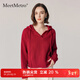 MeetMetro瑪依爾紅色連帽毛衣女2025秋季新款寬松羊毛針織衫 紅色【現貨閃電發(fā)】 均碼