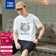 唐獅（TonLion）2022夏季短袖t恤男寬松半袖上衣虎年圖案內搭衣服627210022066 漂白 M