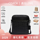 蔻馳（COACH）【奢禮傳情】男包 老花飛行包時(shí)尚百搭實(shí)用單肩斜挎包 送男友禮物 黑色浮雕印花4009QBBK