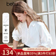 百圖betu女裝2025夏季新款襯衫法式插肩泡泡袖七分袖襯衫女2503D14 白色 L