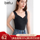 百圖betu女裝秋季新款吊帶衫雙面磨毛可拆卸胸墊V領(lǐng)背心女2409T42 黑色 XL