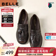 百麗（Belle）氣質(zhì)流蘇牛皮樂(lè )福鞋女2026春新質(zhì)感粗高跟通勤單鞋B2970AA6 咖色 37 (235mm)