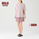 MUJI男女通用 珠地網(wǎng)眼 T恤 男式女式 無(wú)性別 短袖上衣打底衫AB18CC4S 煙熏粉色 S (160/84A)