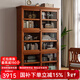 廣卓（GOZEAL）美式書(shū)柜落地帶玻璃門(mén)客廳家用實(shí)木復古展示柜推拉門(mén)防塵書(shū)架靠墻 美式款-三層（125*37*194cm）
