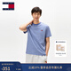 TOMMY JEANS【舒適純棉】春夏男裝平紋針織條紋短袖上衣/美式純色T恤 藍白條紋0BA L （推薦：150-165斤）