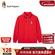 暇步士（Hush Puppies）童裝男童長(cháng)袖POLO衫大童休閑T兒童學(xué)院風(fēng)內搭 珊瑚紅    160   