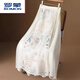 羅蒙（ROMON）新中式國風(fēng) 重工山水刺繡改良漢服馬面裙女a(chǎn)字歐根網(wǎng)紗盤(pán)扣半身裙 白色 L x 125-135斤