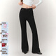 CHUU字母刺繡微喇牛仔褲女2026春季新品修身顯瘦黑色彈力長(cháng)褲子 黑色 28