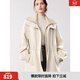 ELLE摩登雙層大翻領(lǐng)派克服女2025冬季新款高級感保暖羊羔毛短外套 米白 S