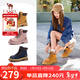 駱駝（CAMEL）【山越】工裝靴女新潮厚底馬丁靴 L25W076018 土黃(反絨皮) 36