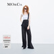 MO&Co.寬松直筒側開(kāi)叉顯瘦美式復古休閑牛仔背帶褲