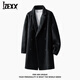 IZEXX毛呢大衣男秋冬簡(jiǎn)約寬松高級感中長(cháng)呢子風(fēng)衣夾克外套HT66黑色L