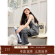 紫涵（ZIHAN）紫涵吊帶工裝背帶褲女年夏季新款美式復古休閑寬松闊腿連體褲 沉靜灰 M